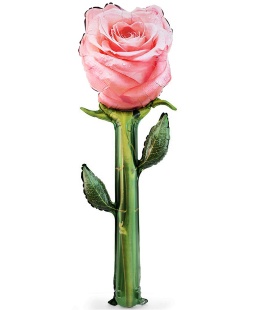 Шар (59''/150 см) Цветок, Роза, Розовый, 1 шт.